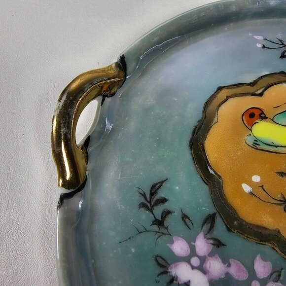 Set of 9 Sushi Plates 7" Serving Tray w/ Sauce Ring - Bird Floral Made in Japan - Picture 3 of 9